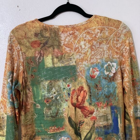 Vintage Y2K Yellow Fairycore Fairy Grunge Boho Artsy Soft 3/4 Sleeve Blouse S - Picture 7 of 8